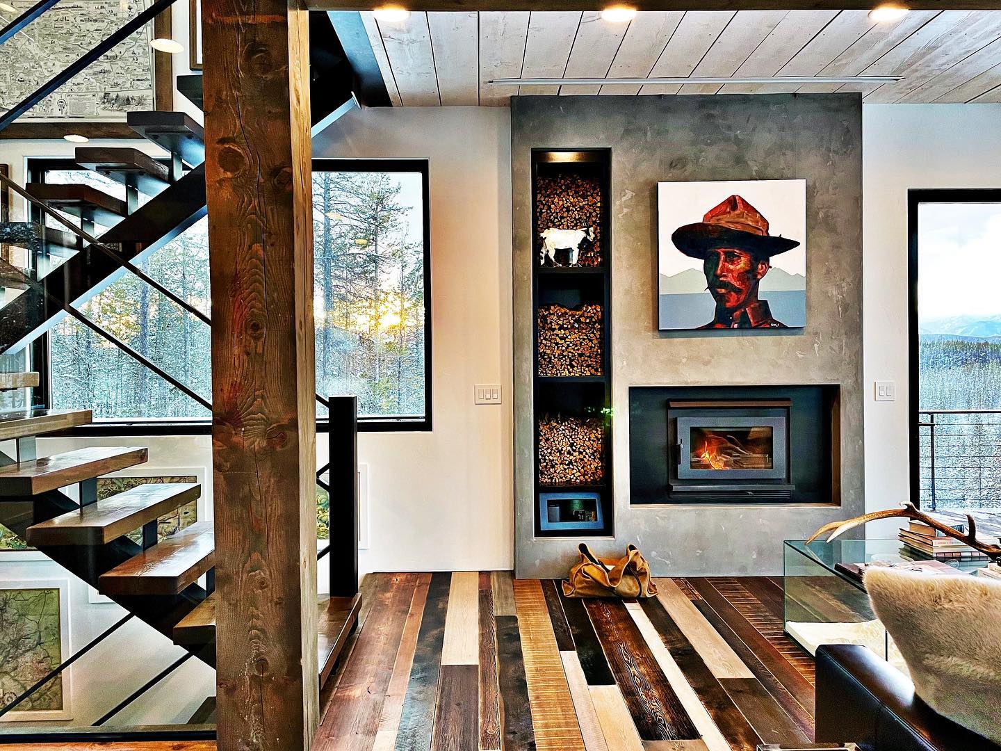 Zero degrees makes the fireplace happy! whitefish custom home builder