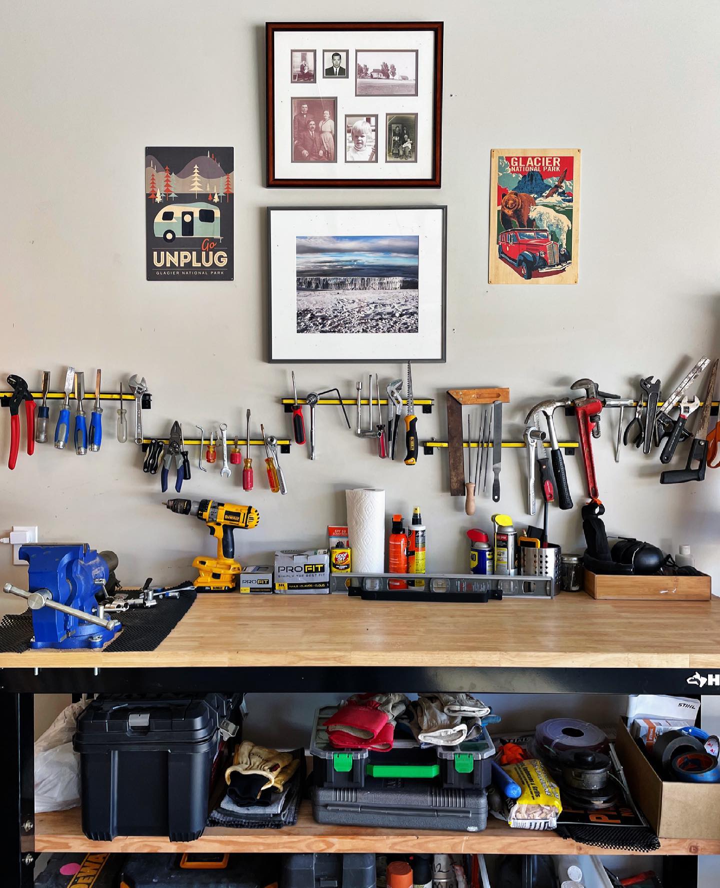 Walked into a client’s house today (a project we finished a couple years ago) and this happy tool bench just made me smile. whitefish custom home builder