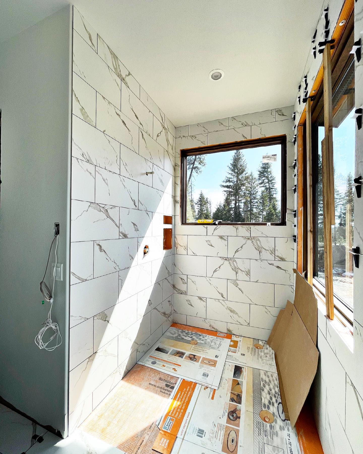 Work in progress. I can’t wait to show this master bathroom when it’s complete. It’s different than anything we’ve done! whitefish custom home builder