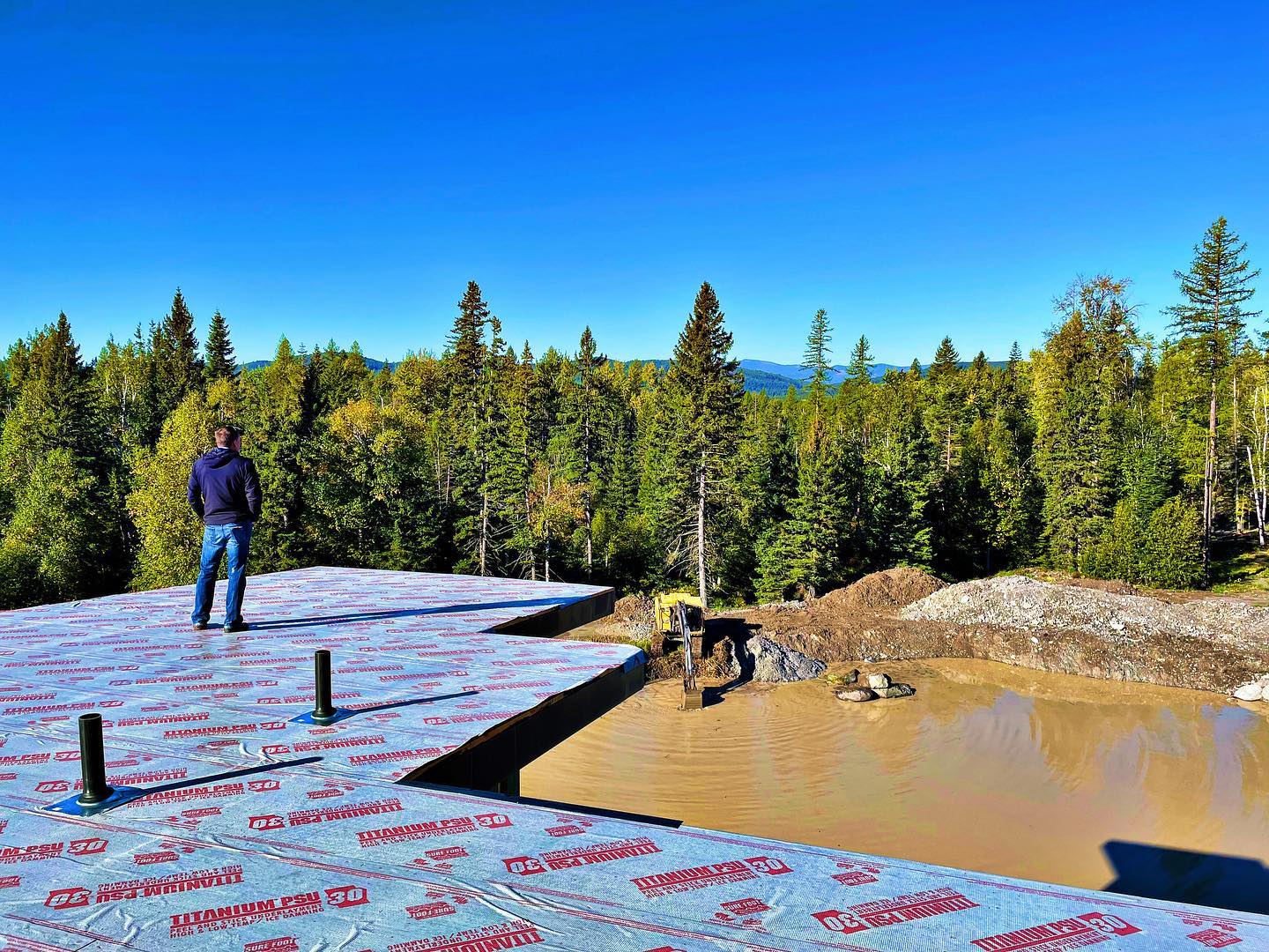 Just another lovely morning on a Montana jobsite! whitefish custom home builder