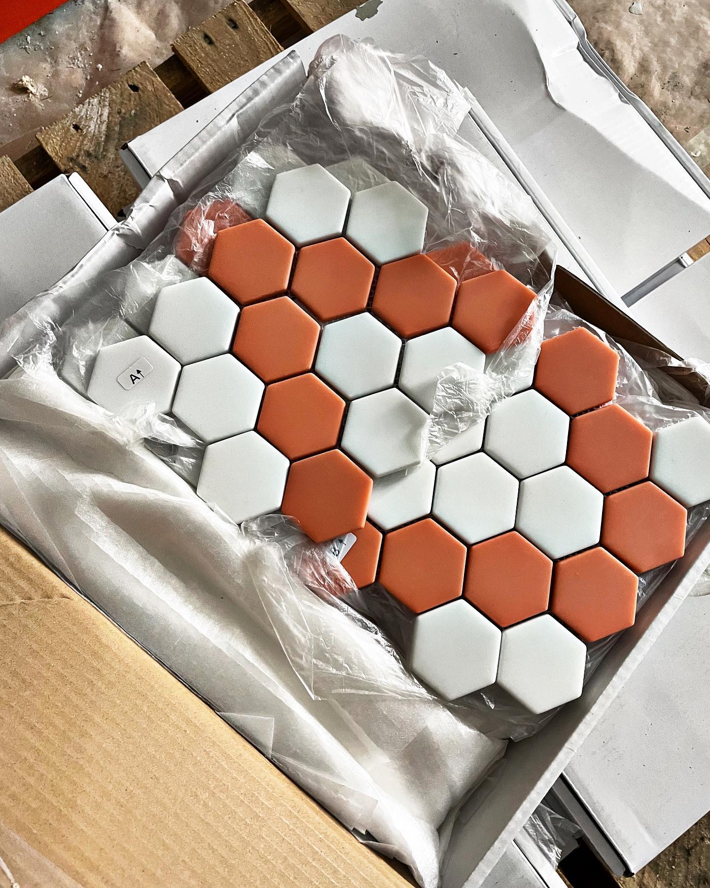 Tile that looks like home-jewelry  can’t wait to see this up! @annsacks whitefish custom home builder