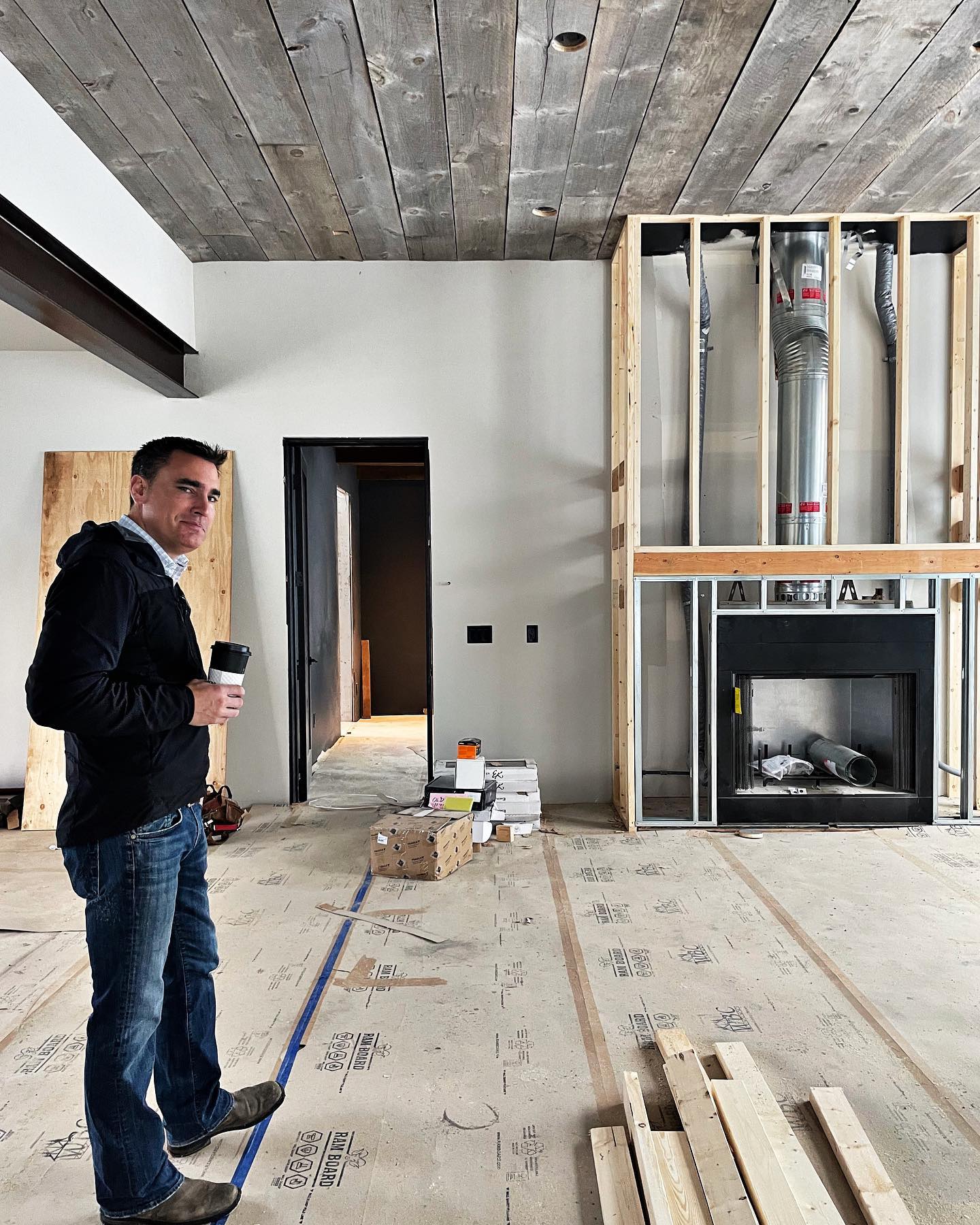 Future plaster fireplace…stay tuned!! whitefish custom home builder